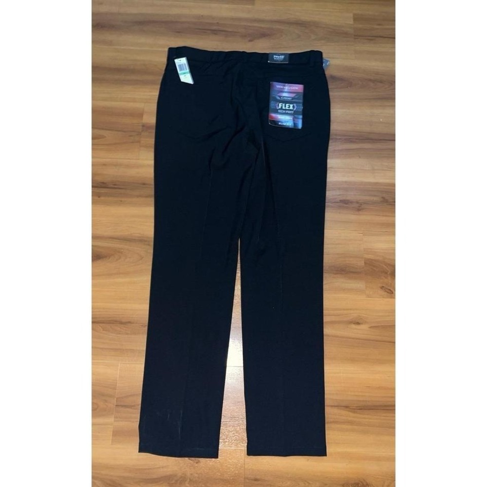 Mens NWT Van Heusen Flex Tech Slim Fit 5 Pocket Black Non-Iron‎ Pants - Picture 2 of 6